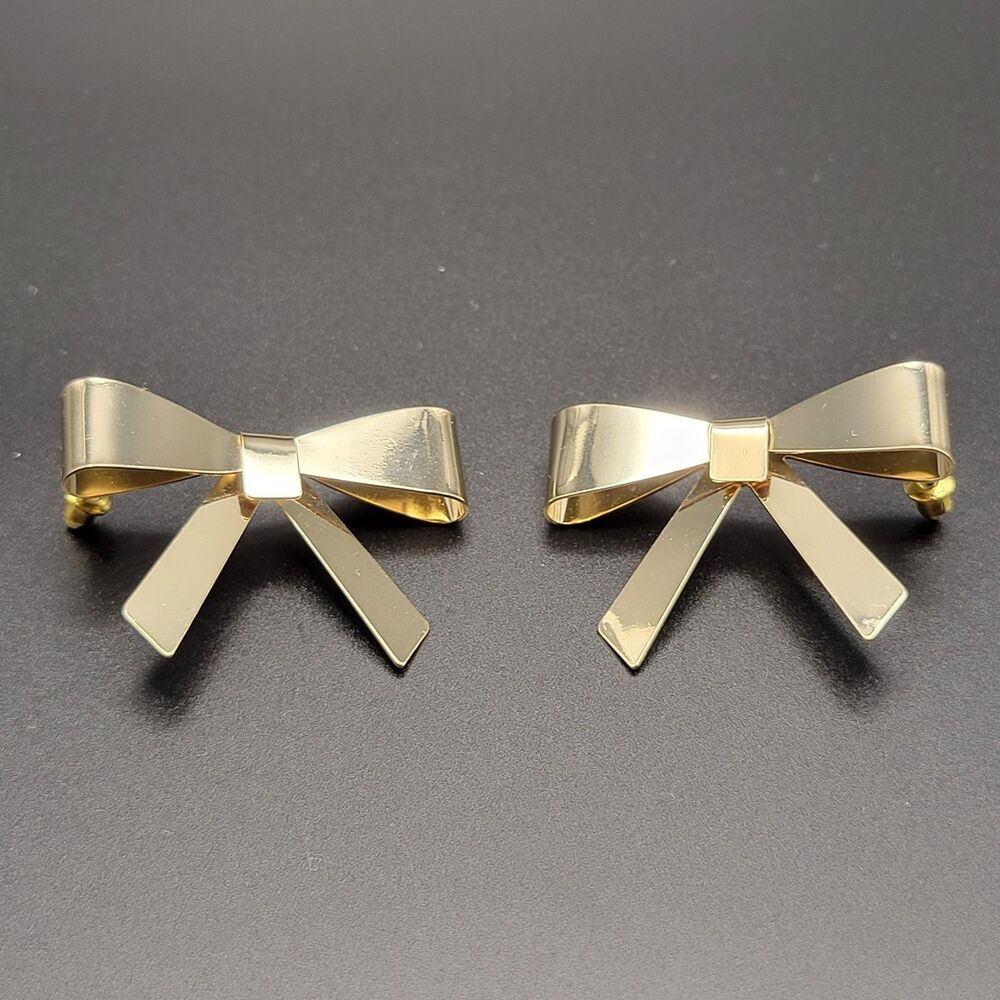Gold Bow Stud Earrings for Women Ribbon Coquette Fashion Gift Jewelry